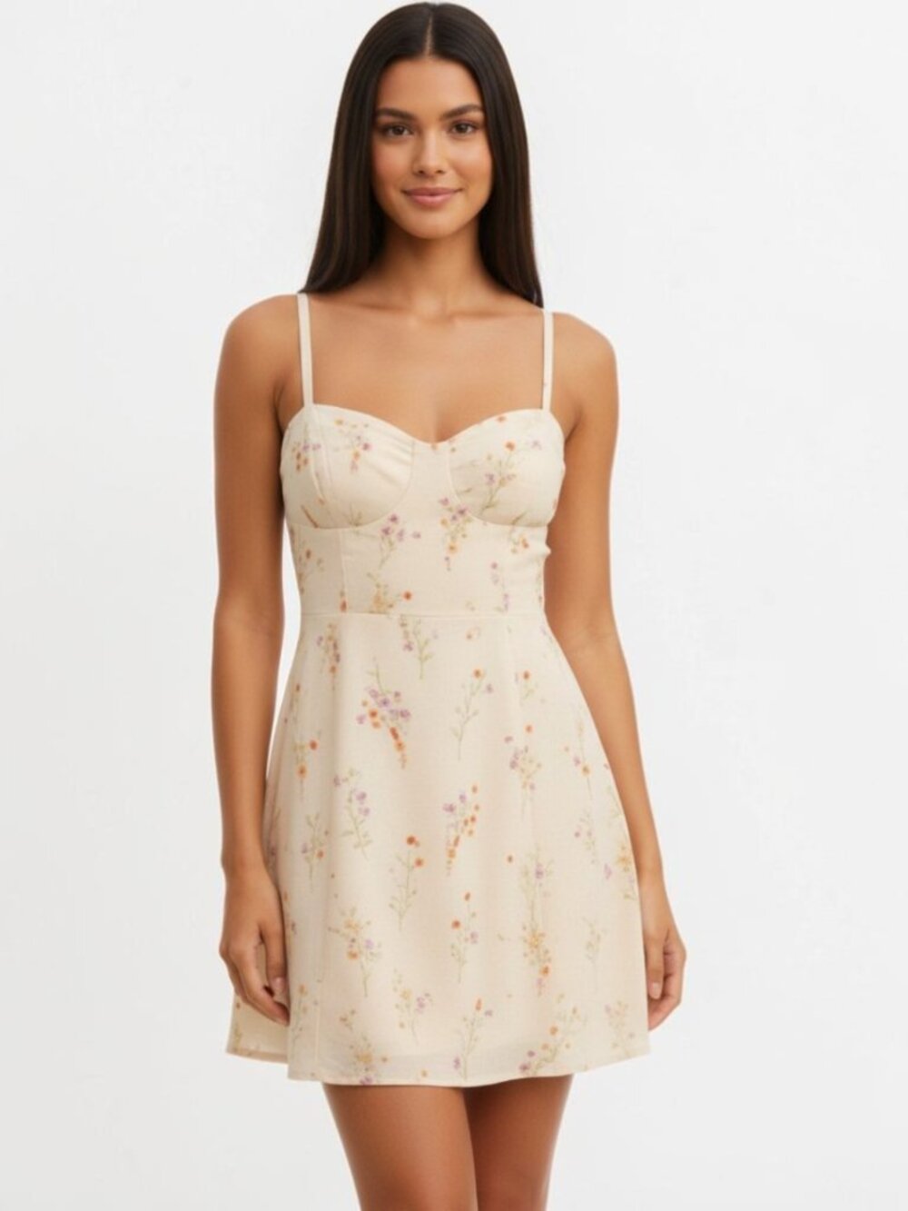 Cream Floral Mini Dress M Corset Cottagecore Coquette NWT Backyard Roses